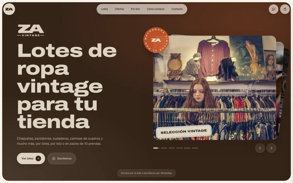 Captura real de la tienda de ZA Vintage